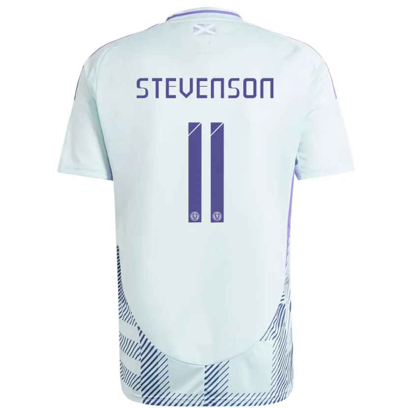 Danxen Mann Skottland Gus Stevenson #11 Lys Mynteblå Bortetrøye Drakt Trøye 24-26 Skjorter T-Skjorte