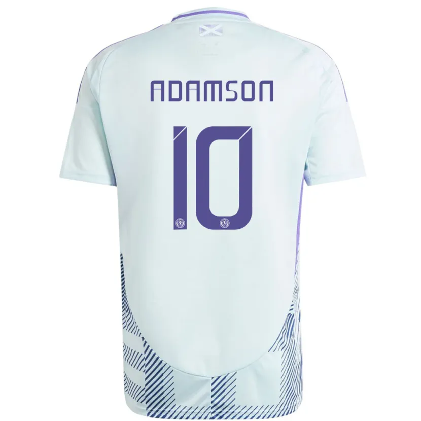 Danxen Mann Skottland Calum Adamson #10 Lys Mynteblå Bortetrøye Drakt Trøye 24-26 Skjorter T-Skjorte