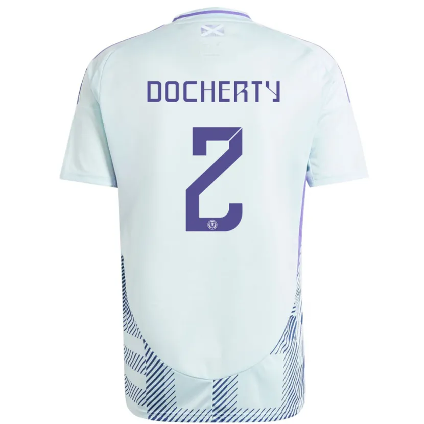Danxen Mann Skottland Nicola Docherty #2 Lys Mynteblå Bortetrøye Drakt Trøye 24-26 Skjorter T-Skjorte