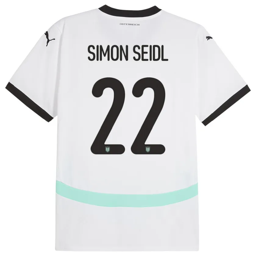 Danxen Mann Østerrike Simon Seidl #22 Hvit Bortetrøye Drakt Trøye 24-26 Skjorter T-Skjorte