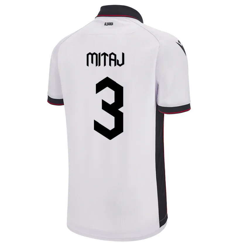 Danxen Mann Albania Mario Mitaj #3 Hvit Bortetrøye Drakt Trøye 24-26 Skjorter T-Skjorte