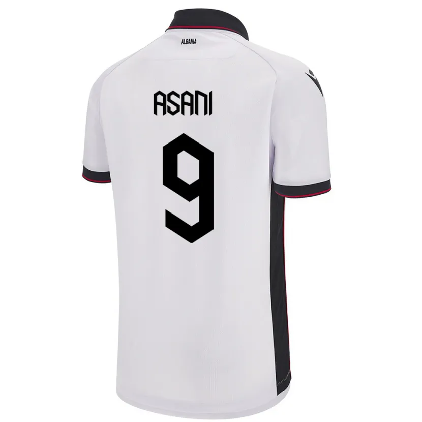 Danxen Mann Albania Jasir Asani #9 Hvit Bortetrøye Drakt Trøye 24-26 Skjorter T-Skjorte