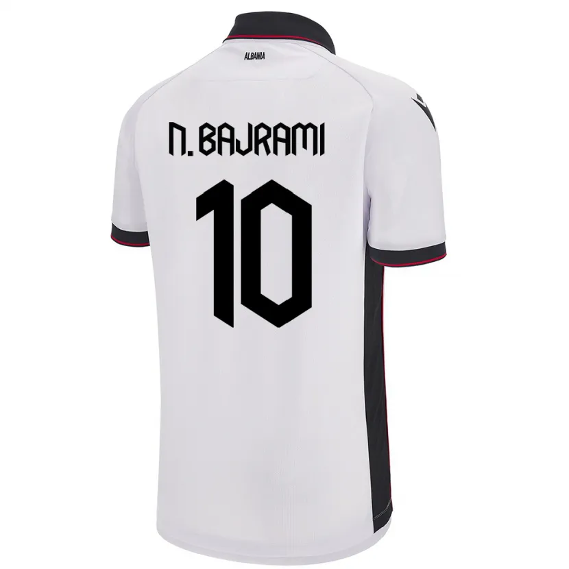 Danxen Mann Albania Nedim Bajrami #10 Hvit Bortetrøye Drakt Trøye 24-26 Skjorter T-Skjorte
