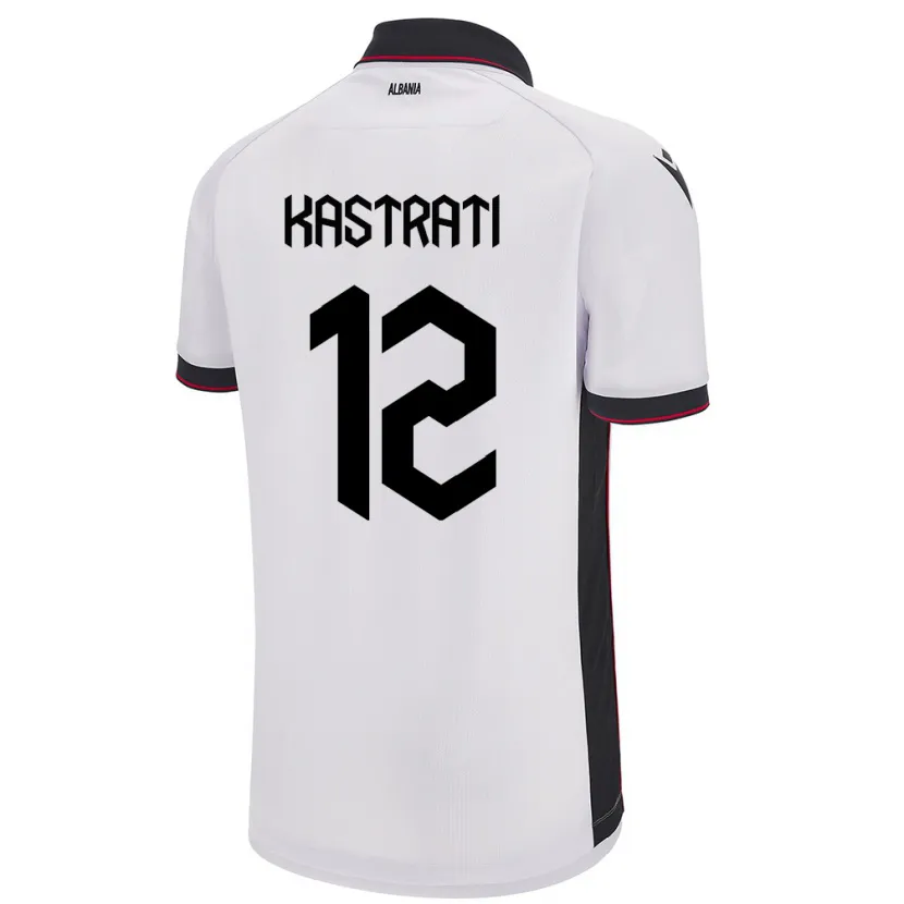 Danxen Mann Albania Elhan Kastrati #12 Hvit Bortetrøye Drakt Trøye 24-26 Skjorter T-Skjorte