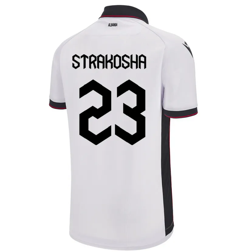 Danxen Mann Albania Thomas Strakosha #23 Hvit Bortetrøye Drakt Trøye 24-26 Skjorter T-Skjorte