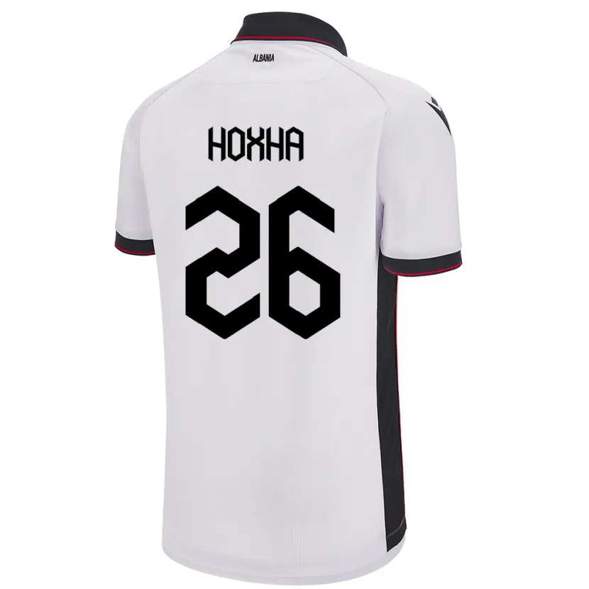Danxen Mann Albania Arbër Hoxha #26 Hvit Bortetrøye Drakt Trøye 24-26 Skjorter T-Skjorte