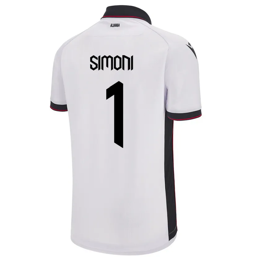 Danxen Mann Albania Simon Simoni #1 Hvit Bortetrøye Drakt Trøye 24-26 Skjorter T-Skjorte