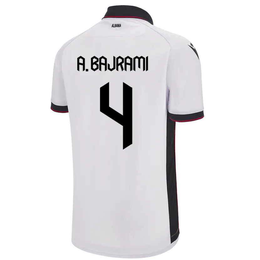 Danxen Mann Albania Adrian Bajrami #4 Hvit Bortetrøye Drakt Trøye 24-26 Skjorter T-Skjorte