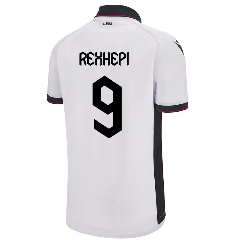 Danxen Mann Albania Arlind Rexhepi #9 Hvit Bortetrøye Drakt Trøye 24-26 Skjorter T-Skjorte
