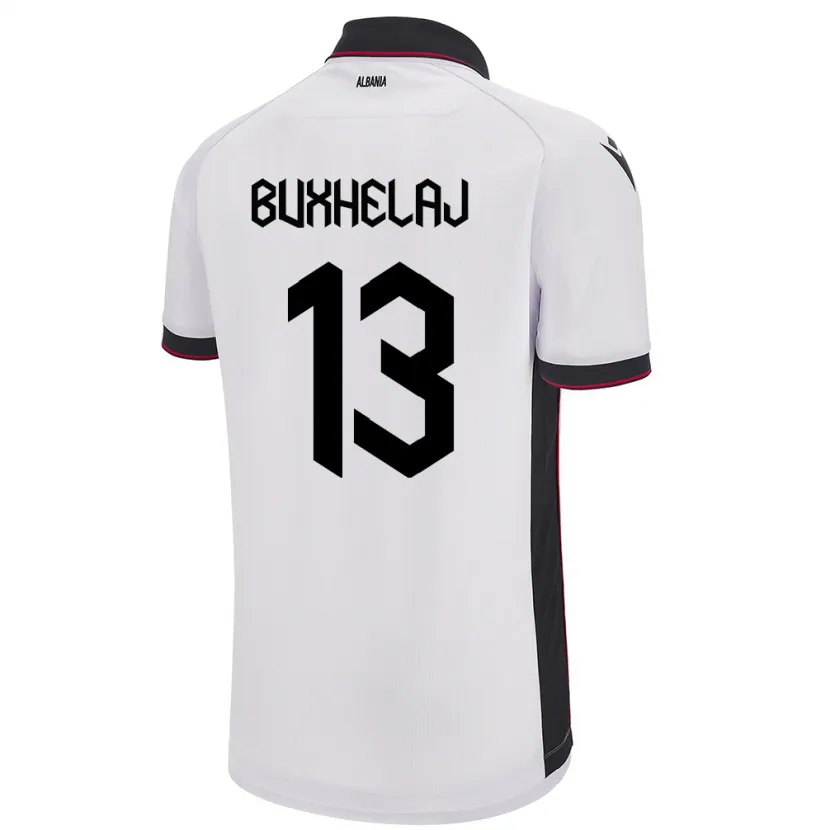 Danxen Mann Albania Paulo Buxhelaj #13 Hvit Bortetrøye Drakt Trøye 24-26 Skjorter T-Skjorte