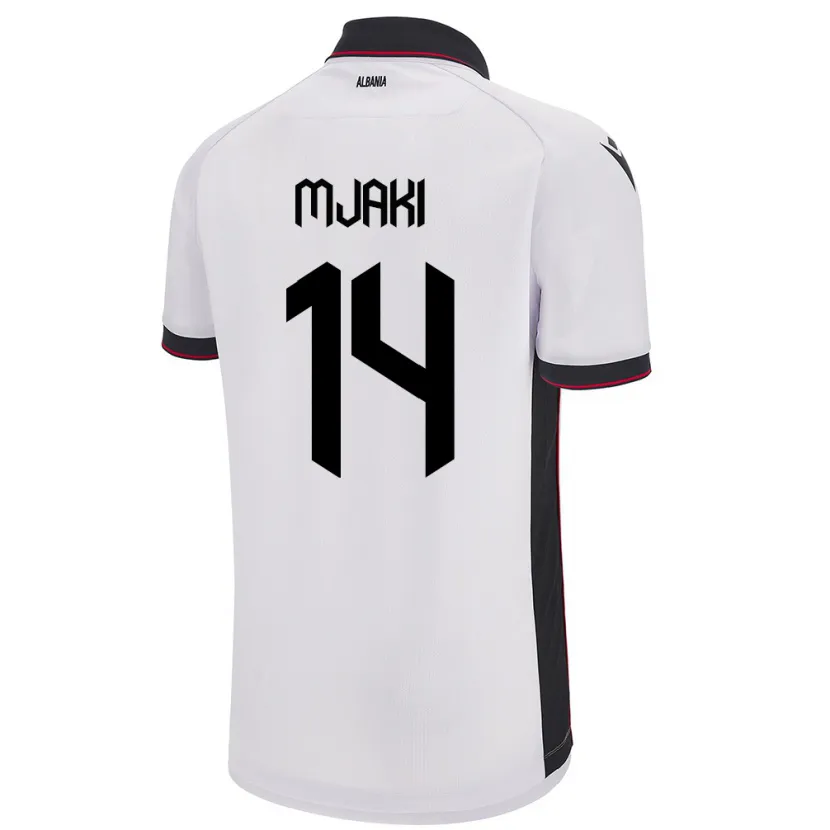 Danxen Mann Albania Agan Mjaki #14 Hvit Bortetrøye Drakt Trøye 24-26 Skjorter T-Skjorte