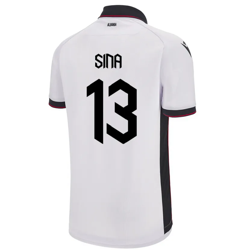 Danxen Mann Albania Samuele Sina #13 Hvit Bortetrøye Drakt Trøye 24-26 Skjorter T-Skjorte