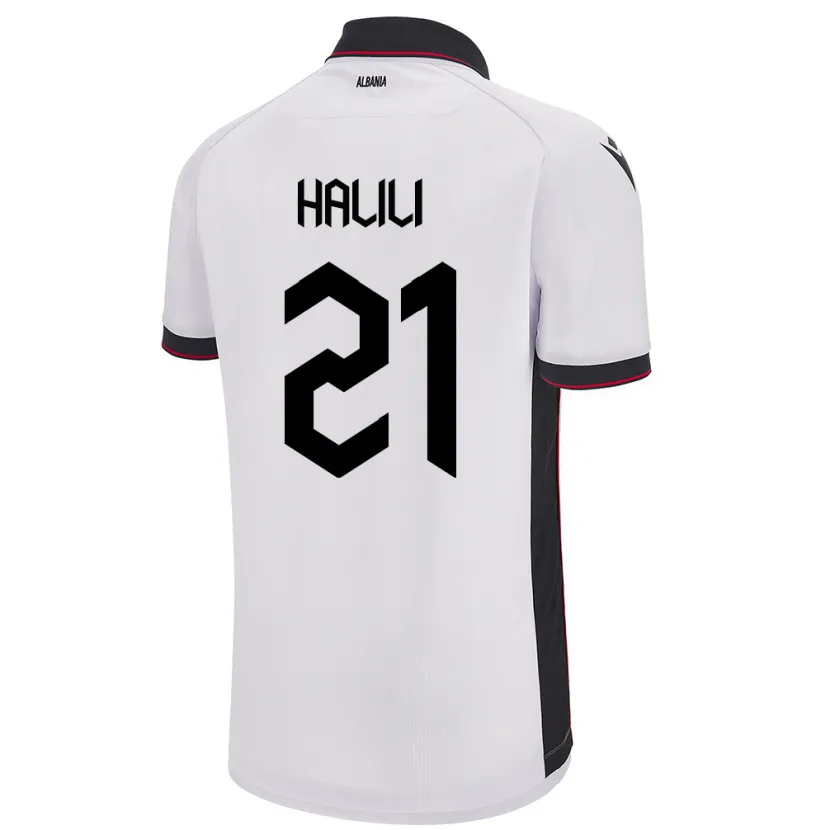Danxen Mann Albania Renato Halili #21 Hvit Bortetrøye Drakt Trøye 24-26 Skjorter T-Skjorte