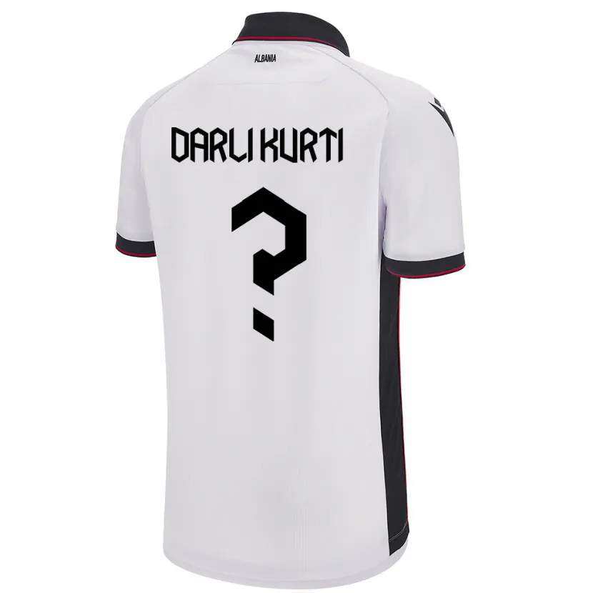 Danxen Mann Albania Darli Kurti #0 Hvit Bortetrøye Drakt Trøye 24-26 Skjorter T-Skjorte