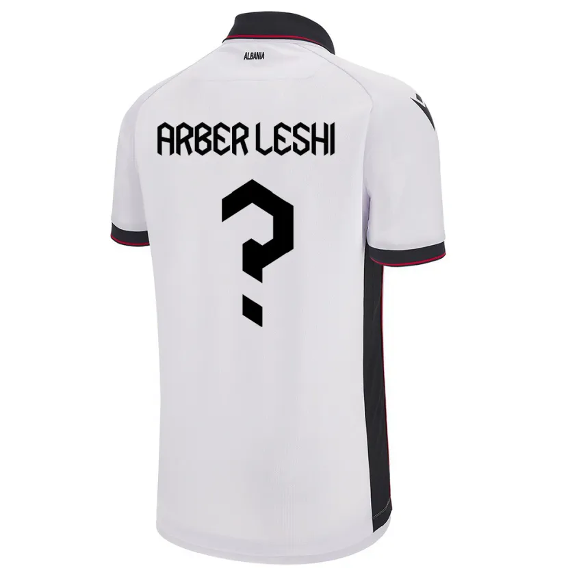 Danxen Mann Albania Arber Leshi #0 Hvit Bortetrøye Drakt Trøye 24-26 Skjorter T-Skjorte