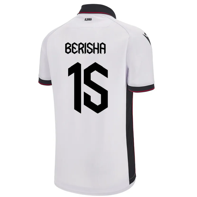 Danxen Mann Albania Gresa Berisha #15 Hvit Bortetrøye Drakt Trøye 24-26 Skjorter T-Skjorte