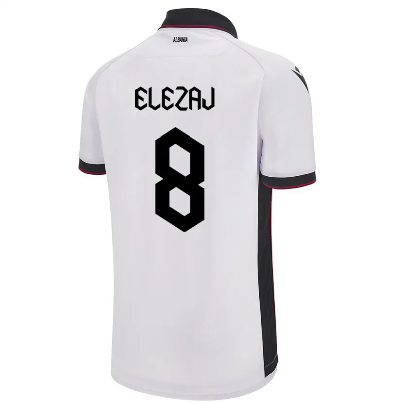 Danxen Mann Albania Endrina Elezaj #8 Hvit Bortetrøye Drakt Trøye 24-26 Skjorter T-Skjorte