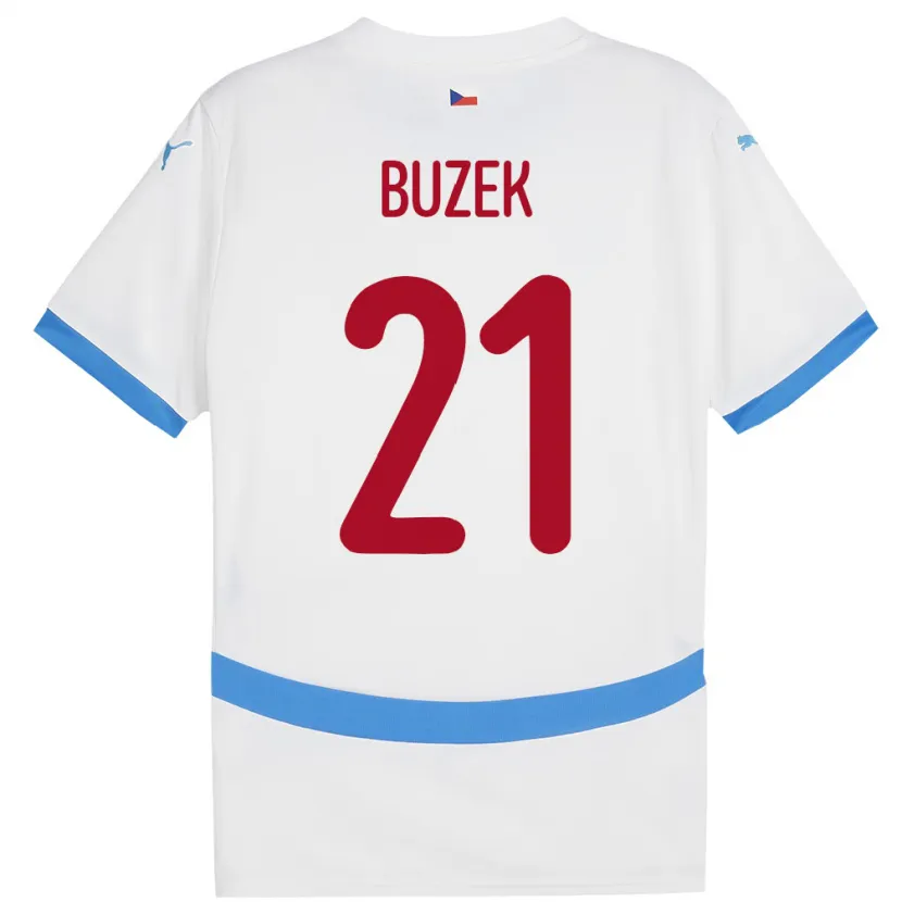 Danxen Mann Tsjekkia Alexandr Buzek #21 Hvit Bortetrøye Drakt Trøye 24-26 Skjorter T-Skjorte