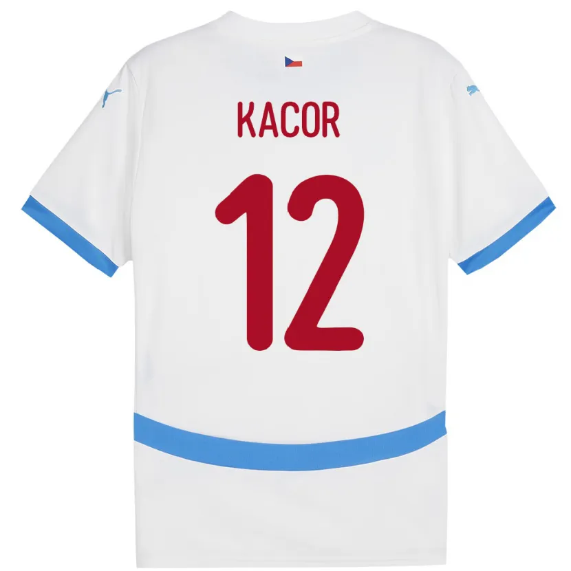 Danxen Mann Tsjekkia Pavel Kacor #12 Hvit Bortetrøye Drakt Trøye 24-26 Skjorter T-Skjorte