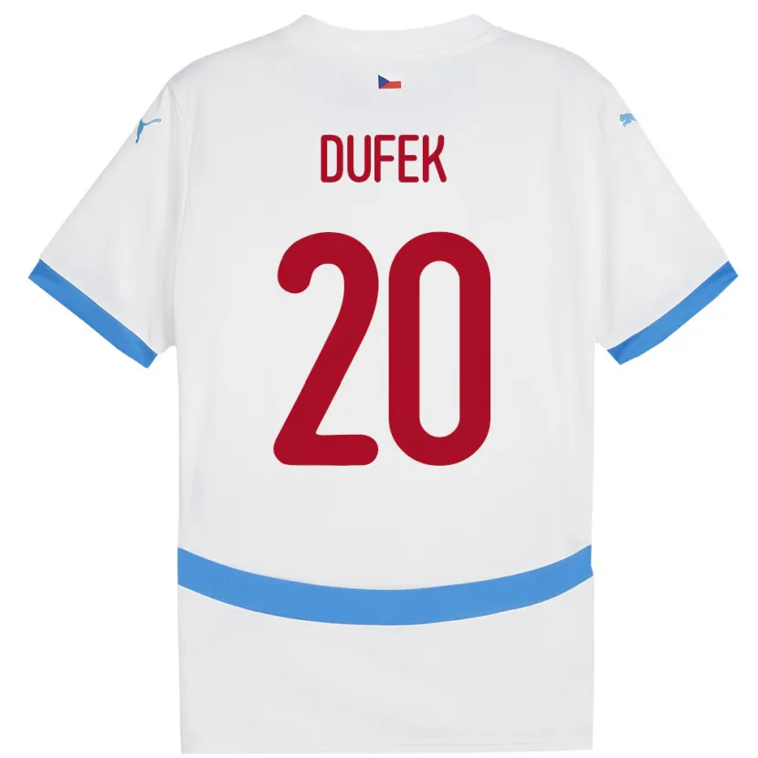 Danxen Mann Tsjekkia Jakub Dufek #20 Hvit Bortetrøye Drakt Trøye 24-26 Skjorter T-Skjorte