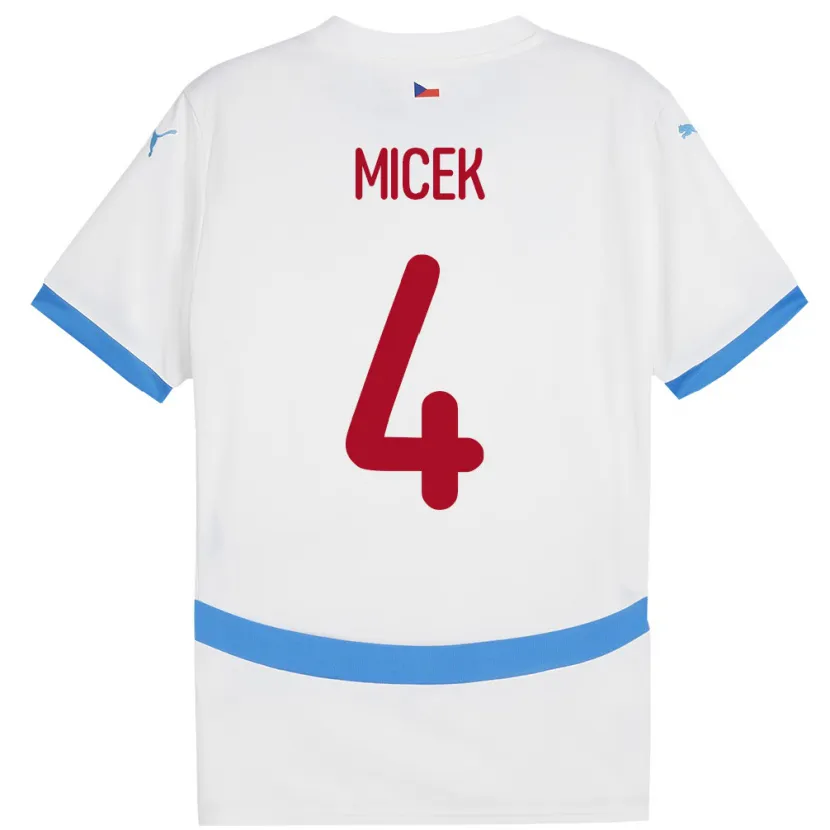 Danxen Mann Tsjekkia Jiri Micek #4 Hvit Bortetrøye Drakt Trøye 24-26 Skjorter T-Skjorte