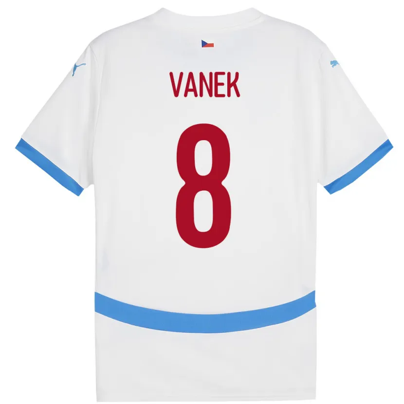 Danxen Mann Tsjekkia Lukas Vanek #8 Hvit Bortetrøye Drakt Trøye 24-26 Skjorter T-Skjorte