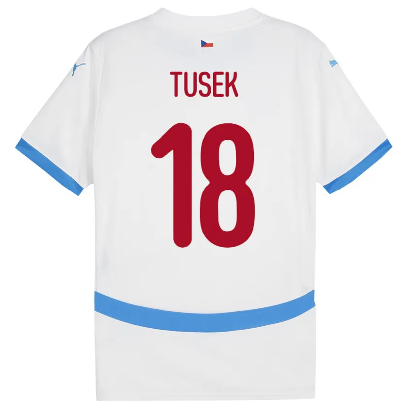 Danxen Mann Tsjekkia Adam Tusek #18 Hvit Bortetrøye Drakt Trøye 24-26 Skjorter T-Skjorte