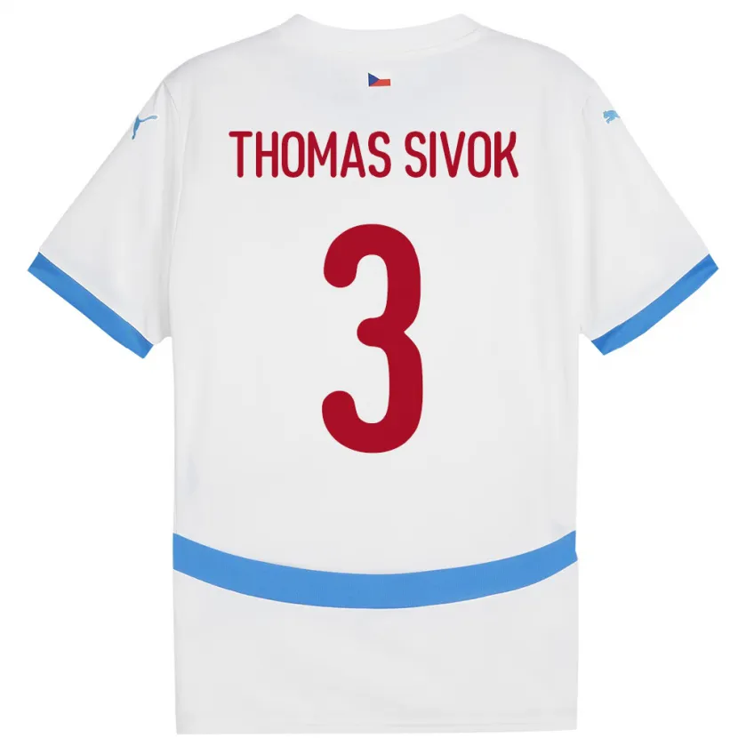 Danxen Mann Tsjekkia Andre Thomas Sivok #3 Hvit Bortetrøye Drakt Trøye 24-26 Skjorter T-Skjorte