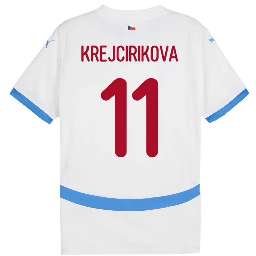 Danxen Mann Tsjekkia Tereza Krejčiříková #11 Hvit Bortetrøye Drakt Trøye 24-26 Skjorter T-Skjorte