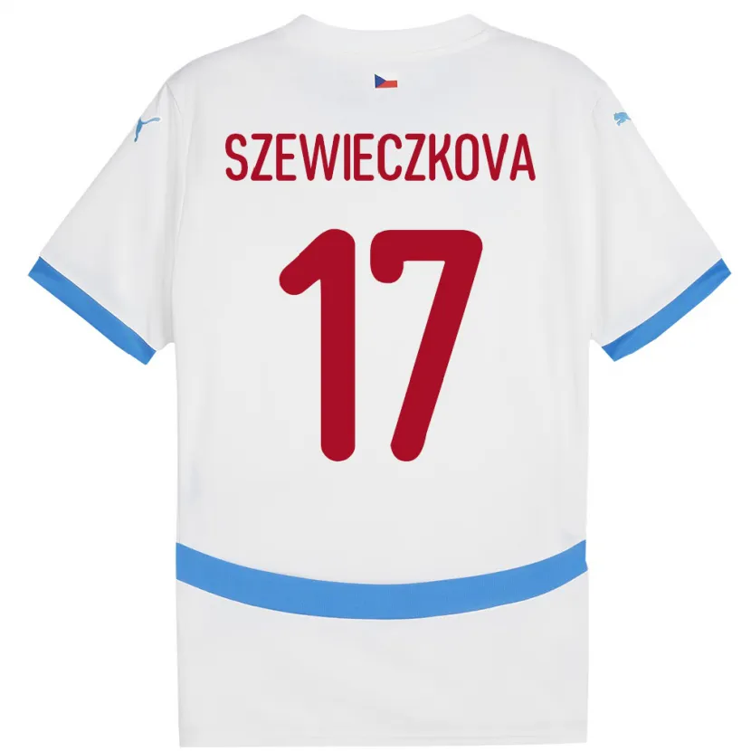 Danxen Mann Tsjekkia Tereza Szewieczková #17 Hvit Bortetrøye Drakt Trøye 24-26 Skjorter T-Skjorte