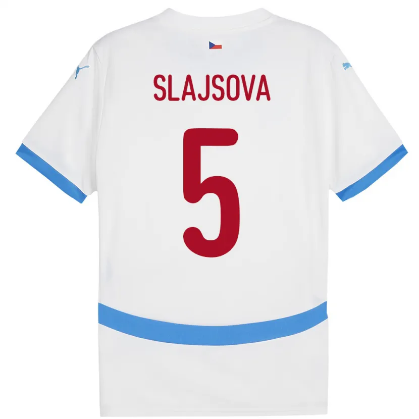Danxen Mann Tsjekkia Gabriela Šlajsová #5 Hvit Bortetrøye Drakt Trøye 24-26 Skjorter T-Skjorte