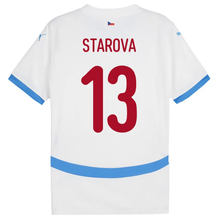 Danxen Mann Tsjekkia Antonie Stárová #13 Hvit Bortetrøye Drakt Trøye 24-26 Skjorter T-Skjorte