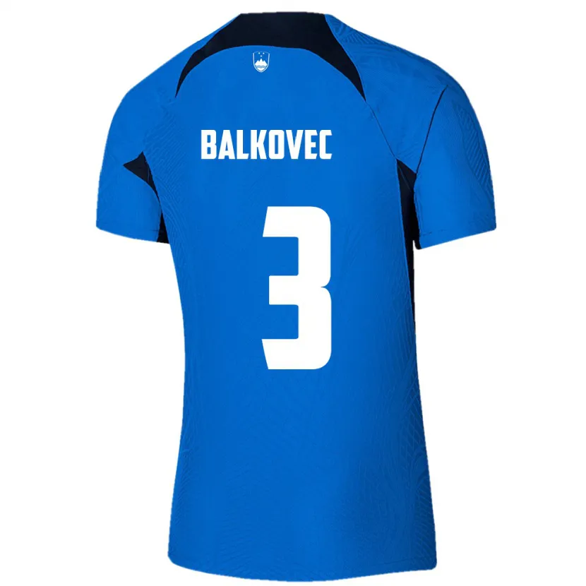 Danxen Mann Slovenia Jure Balkovec #3 Blå Bortetrøye Drakt Trøye 24-26 Skjorter T-Skjorte