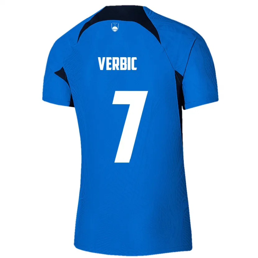 Danxen Mann Slovenia Benjamin Verbic #7 Blå Bortetrøye Drakt Trøye 24-26 Skjorter T-Skjorte