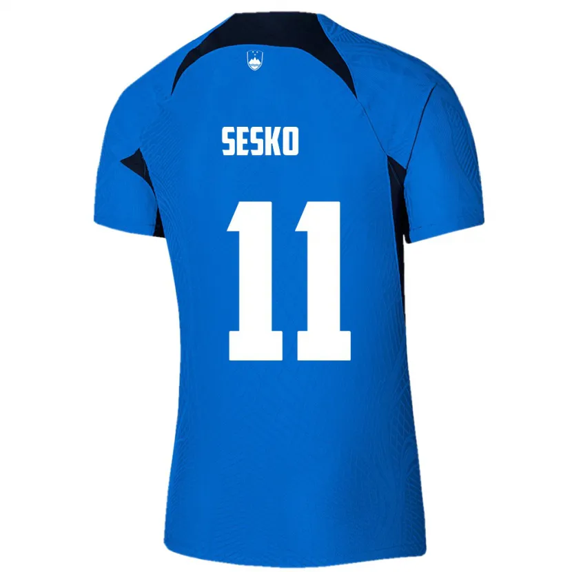 Danxen Mann Slovenia Benjamin Sesko #11 Blå Bortetrøye Drakt Trøye 24-26 Skjorter T-Skjorte