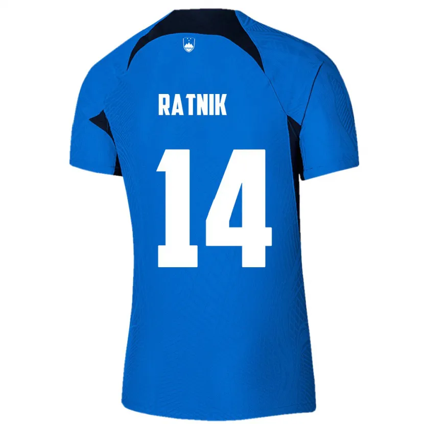 Danxen Mann Slovenia Marcel Ratnik #14 Blå Bortetrøye Drakt Trøye 24-26 Skjorter T-Skjorte