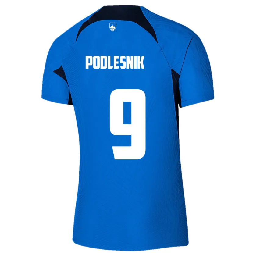 Danxen Mann Slovenia Nik Podlesnik #9 Blå Bortetrøye Drakt Trøye 24-26 Skjorter T-Skjorte