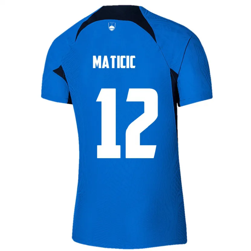 Danxen Mann Slovenia Benjamin Maticic #12 Blå Bortetrøye Drakt Trøye 24-26 Skjorter T-Skjorte