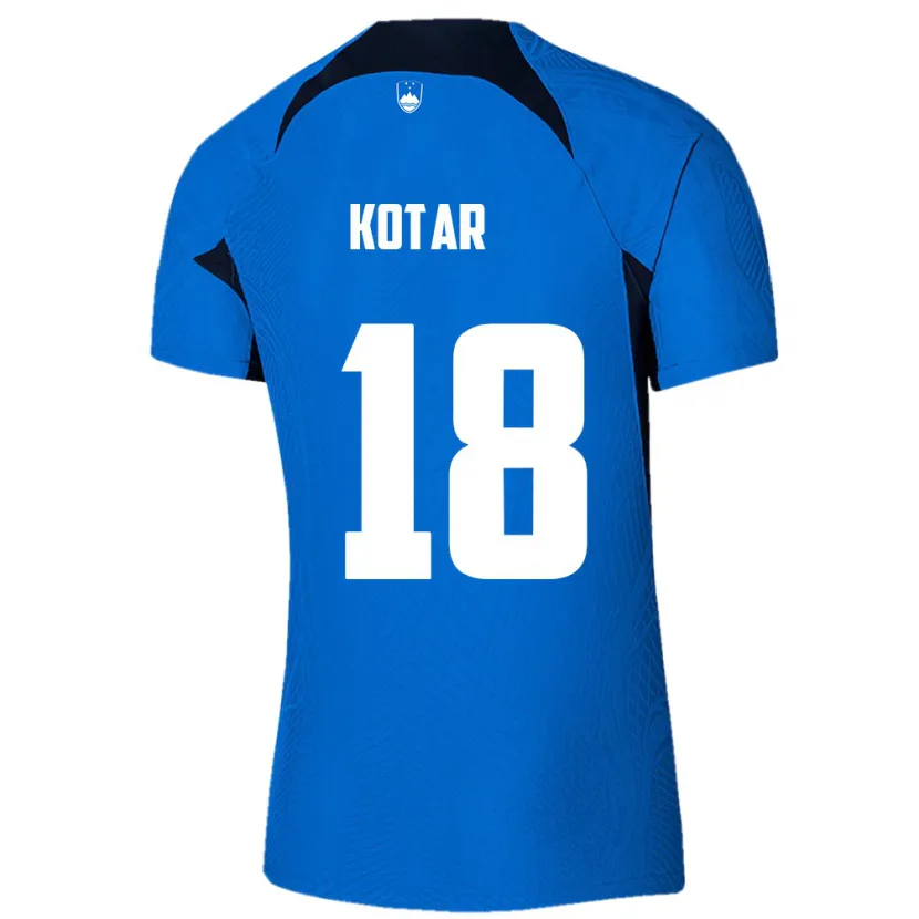 Danxen Mann Slovenia Tristan Kotar #18 Blå Bortetrøye Drakt Trøye 24-26 Skjorter T-Skjorte