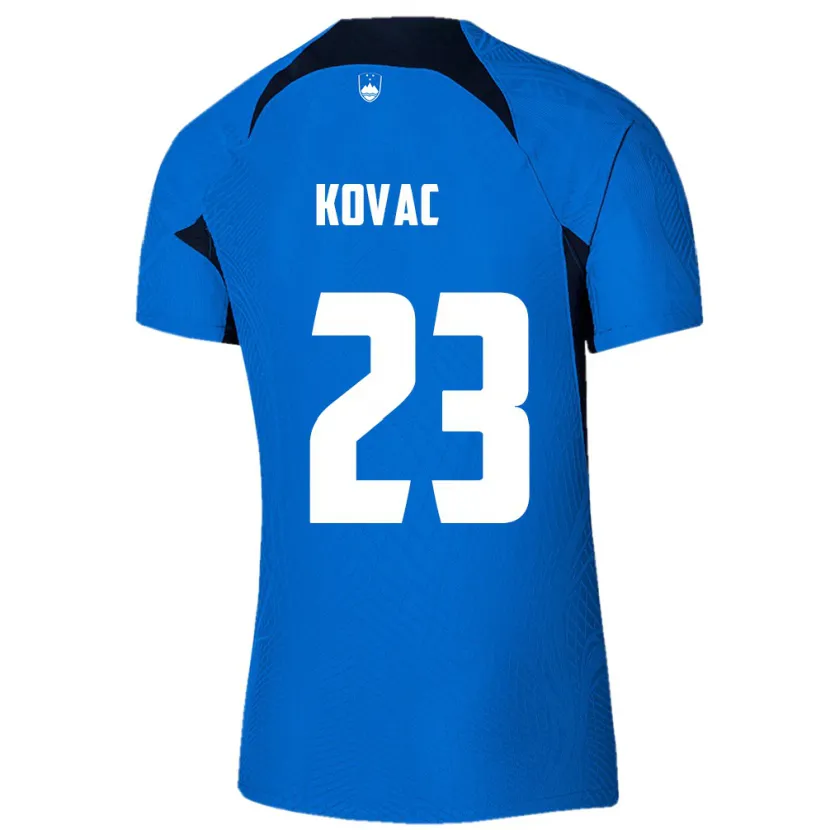 Danxen Mann Slovenia Blaz Kovac #23 Blå Bortetrøye Drakt Trøye 24-26 Skjorter T-Skjorte