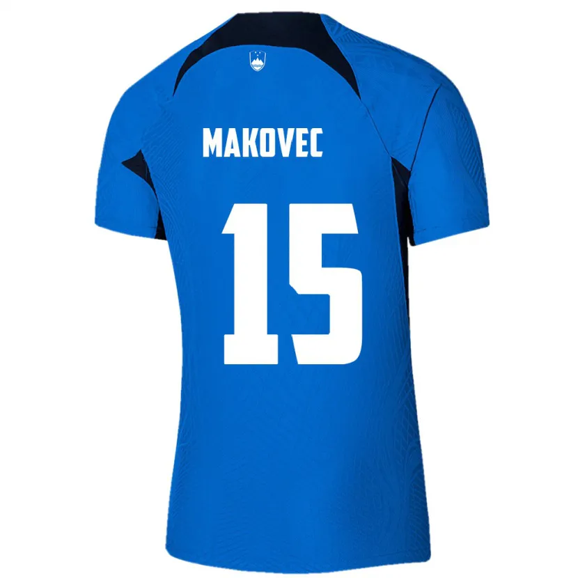 Danxen Mann Slovenia Sara Makovec #15 Blå Bortetrøye Drakt Trøye 24-26 Skjorter T-Skjorte