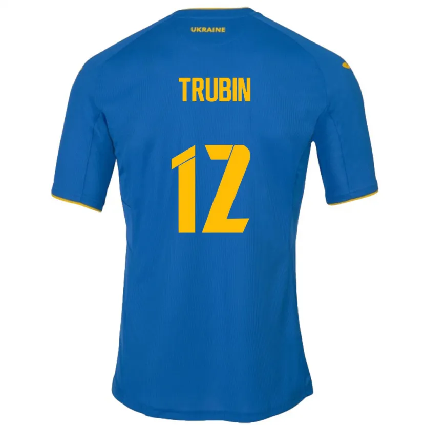 Danxen Mann Ukraina Anatoliy Trubin #12 Blå Bortetrøye Drakt Trøye 24-26 Skjorter T-Skjorte