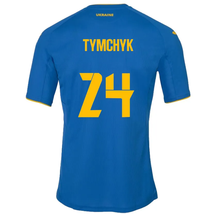 Danxen Mann Ukraina Oleksandr Tymchyk #24 Blå Bortetrøye Drakt Trøye 24-26 Skjorter T-Skjorte