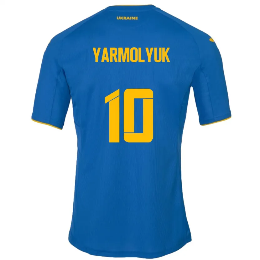 Danxen Mann Ukraina Yegor Yarmolyuk #10 Blå Bortetrøye Drakt Trøye 24-26 Skjorter T-Skjorte
