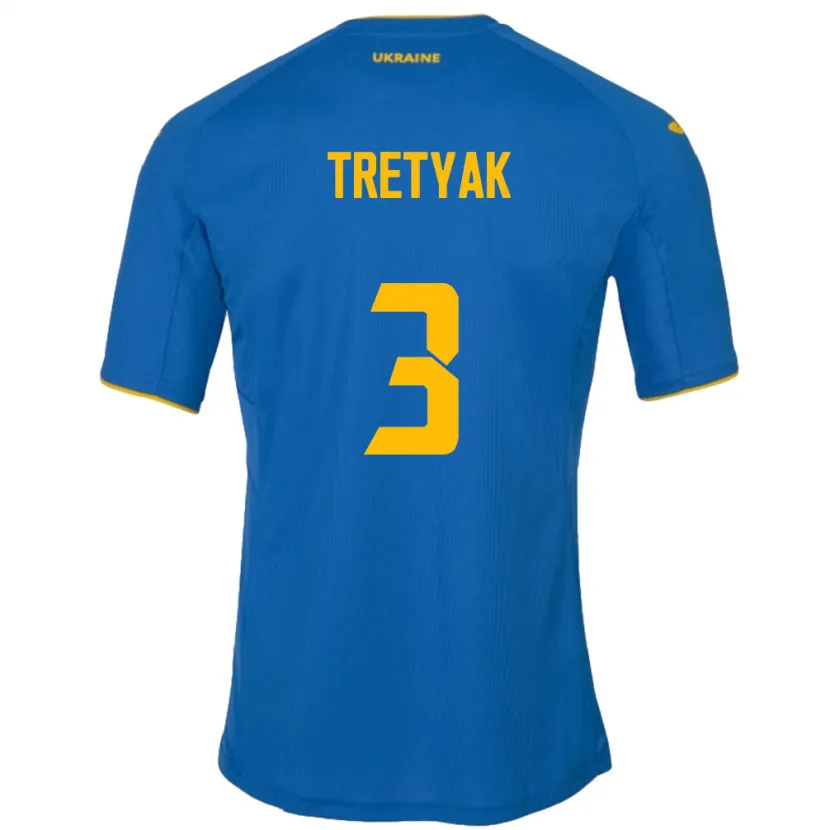 Danxen Mann Ukraina Demyan Tretyak #3 Blå Bortetrøye Drakt Trøye 24-26 Skjorter T-Skjorte