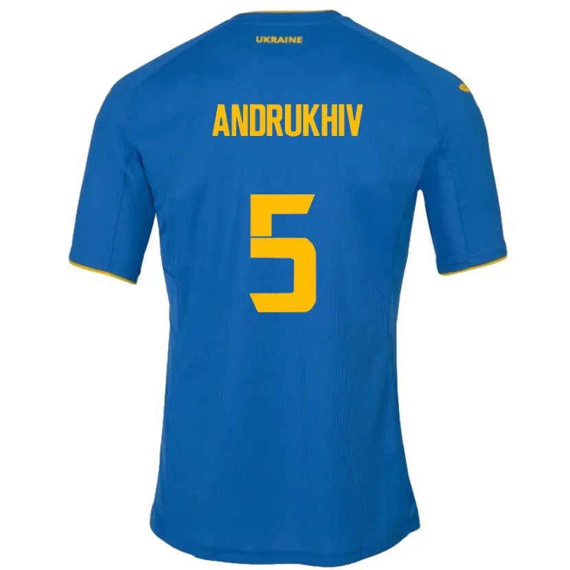 Danxen Mann Ukraina Veronika Andrukhiv #5 Blå Bortetrøye Drakt Trøye 24-26 Skjorter T-Skjorte