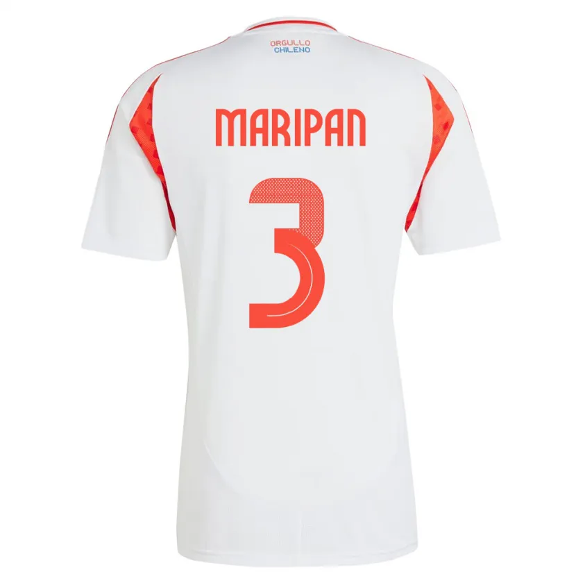 Danxen Mann Chile Guillermo Maripán #3 Hvit Bortetrøye Drakt Trøye 24-26 Skjorter T-Skjorte