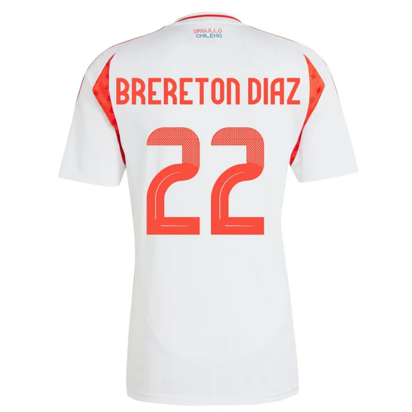 Danxen Mann Chile Ben Brereton Díaz #22 Hvit Bortetrøye Drakt Trøye 24-26 Skjorter T-Skjorte