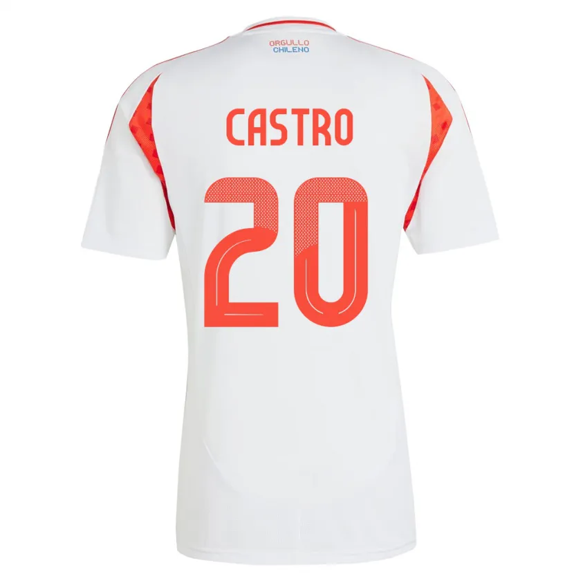 Danxen Mann Chile Benjamín Castro #20 Hvit Bortetrøye Drakt Trøye 24-26 Skjorter T-Skjorte