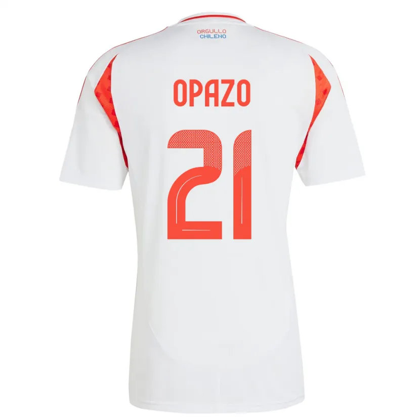 Danxen Mann Chile Diego Opazo #21 Hvit Bortetrøye Drakt Trøye 24-26 Skjorter T-Skjorte